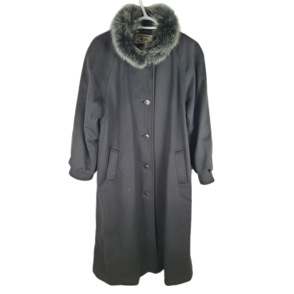 ME-JAY MONTREAL | vintage wool full length fox fur & leather trim coat